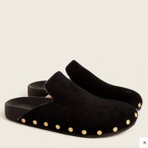 J. Crew Pacific Studded Clogs in Black Suede